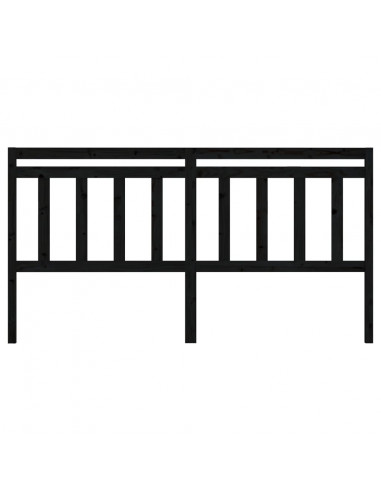 Testiera per Letto Nera 186x4x100 cm in Legno Massello di Pino