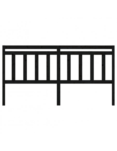 Testiera per Letto Nera 186x4x100 cm in Legno Massello di Pino