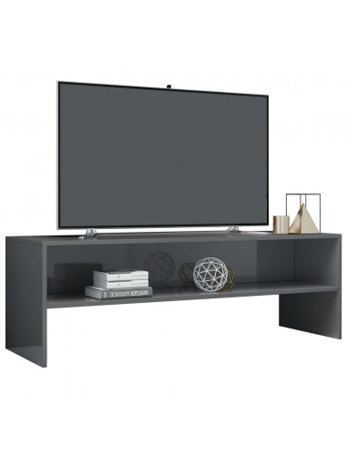 Mobile Porta TV Grigio Lucido 120x40x40 cm in Legno Multistrato