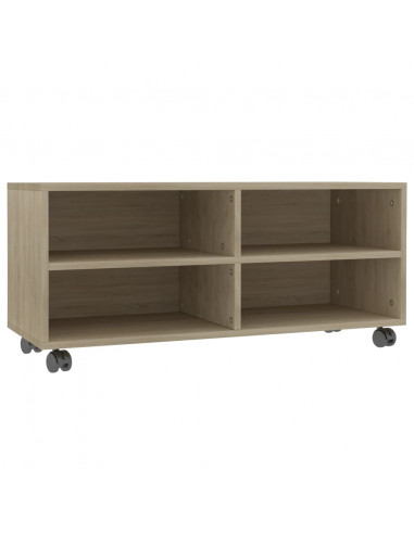 Mobile TV con Ruote Rovere Sonoma 90x35x35 cm Legno Multistrato