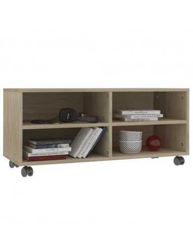 Mobile TV con Ruote Rovere Sonoma 90x35x35 cm Legno Multistrato