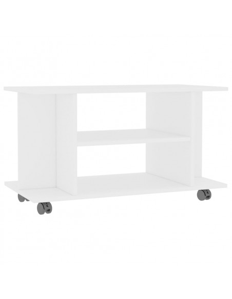 Mobile TV con Ruote Bianco 80x40x45 cm in Legno Multistrato