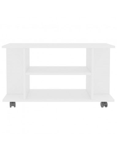 Mobile TV con Ruote Bianco 80x40x45 cm in Legno Multistrato