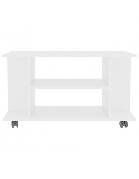 Mobile TV con Ruote Bianco 80x40x45 cm in Legno Multistrato