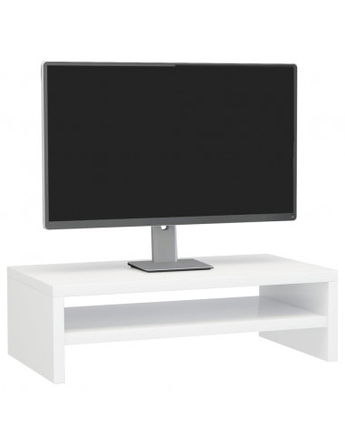 Supporto Monitor Bianco Lucido 42x24x13 cm in Legno Multistrato