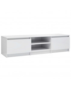 Mobile Porta TV Bianco Lucido 140x40x35,5 cm Legno Multistrato 2