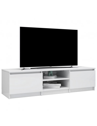 Mobile Porta TV Bianco Lucido 140x40x35,5 cm Legno Multistrato
