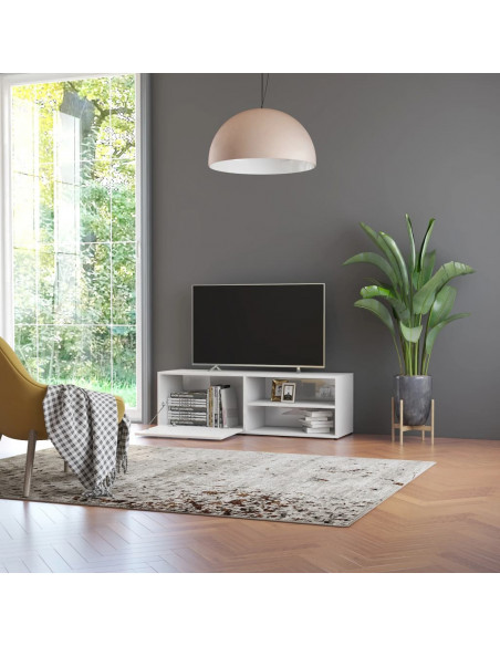 Mobile Porta TV Bianco Lucido 120x34x37 cm in Legno Multistrato