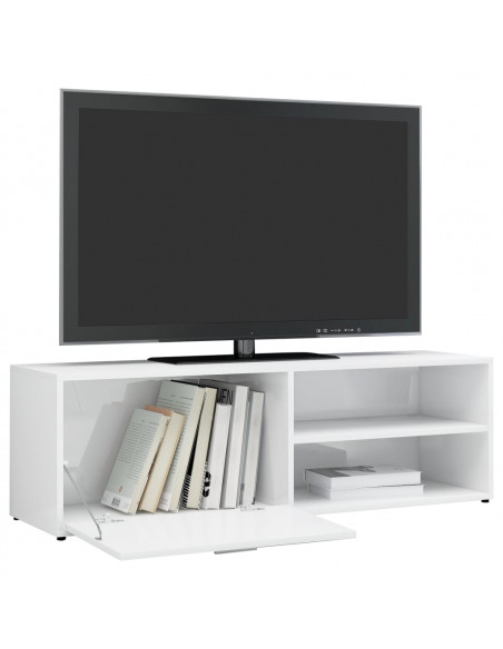 Mobile Porta TV Bianco Lucido 120x34x37 cm in Legno Multistrato