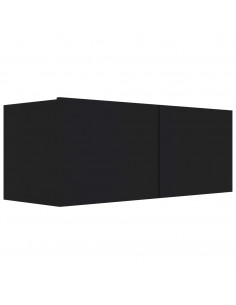 Mobile Porta TV Nero 80x30x30 cm in Legno Multistrato 2