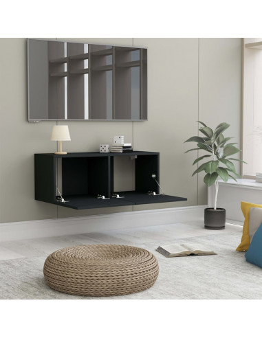 Mobile Porta TV Nero 80x30x30 cm in Legno Multistrato