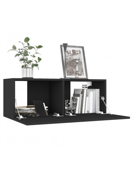 Mobile Porta TV Nero 80x30x30 cm in Legno Multistrato