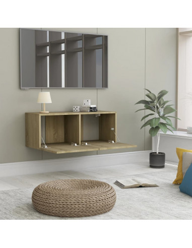 Mobile Porta TV Rovere Sonoma 80x30x30 cm in Legno Multistrato