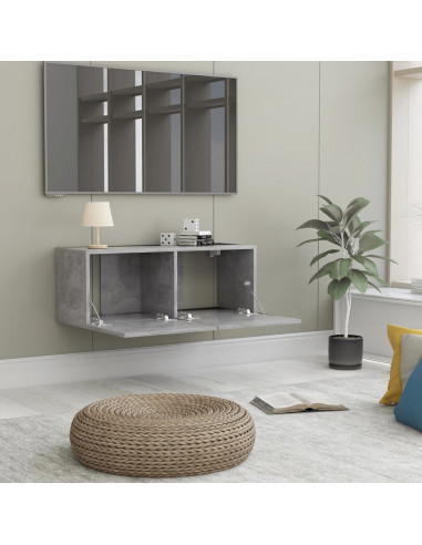 Mobile Porta TV Grigio Cemento 80x30x30 cm in Legno Multistrato