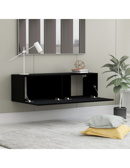 Mobile Porta TV Nero 100x30x30 cm in Legno Multistrato