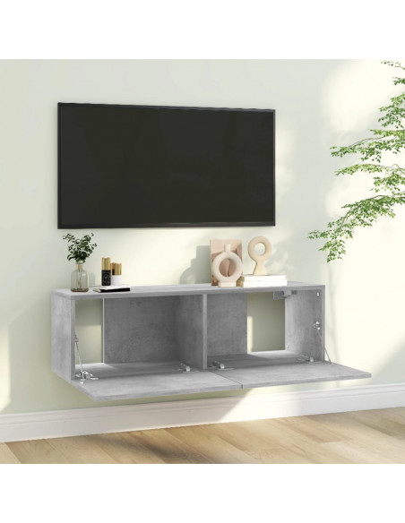 Mobile Porta TV Grigio Cemento 100x30x30cm in Legno Multistrato