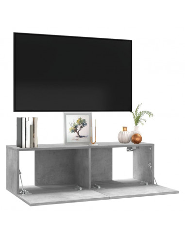 Mobile Porta TV Grigio Cemento 100x30x30cm in Legno Multistrato