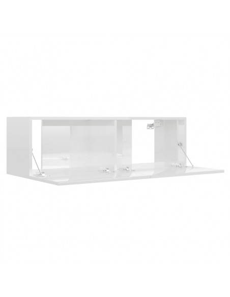 Mobile Porta TV Bianco Lucido 100x30x30 cm in Legno Multistrato