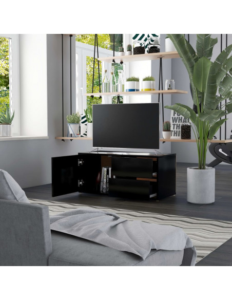 Mobile Porta TV Nero 80x34x36 cm in Legno Multistrato