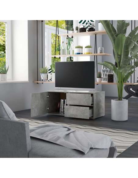 Mobile Porta TV Grigio Cemento 80x34x36 cm Legno Multistrato