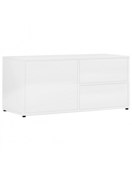 Mobile Porta TV Bianco Lucido 80x34x36 cm in Legno Multistrato