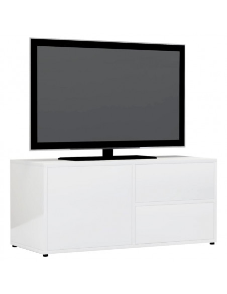 Mobile Porta TV Bianco Lucido 80x34x36 cm in Legno Multistrato