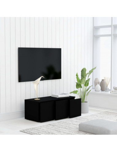 Mobile Porta TV Nero 80x34x30 cm in Legno Multistrato