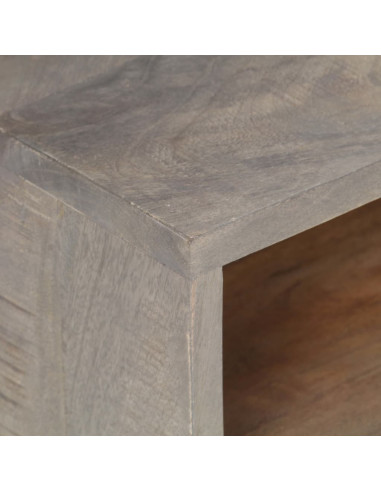 Mobile Porta TV Grigio 130x35x51 cm in Massello di Mango Grezzo