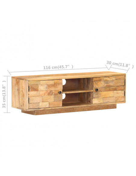 Mobile Porta TV 116x30x35 cm in Legno Massello di Mango