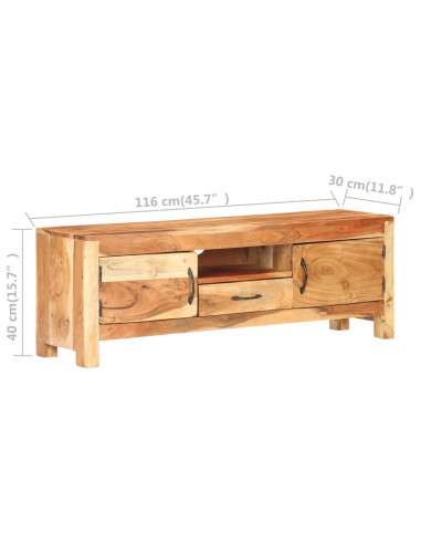 Mobile Porta TV 116x30x40 cm in Legno Massello di Acacia