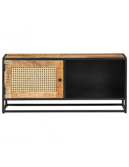 Mobile Porta TV 90x30x40 cm in Legno di Mango Grezzo e Canna