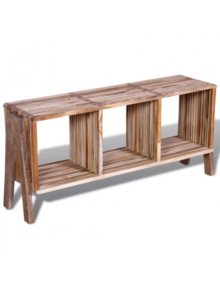 Mobiletto TV con 3 Mensole Impilabile in Legno Anticato di Teak