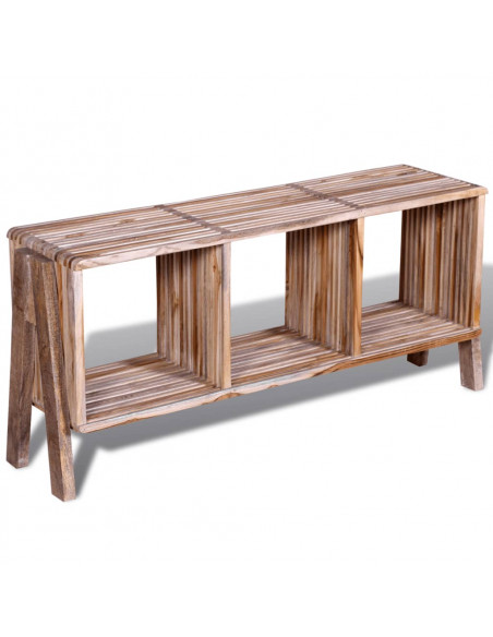 Mobiletto TV con 3 Mensole Impilabile in Legno Anticato di Teak