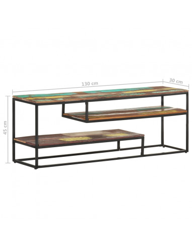 Mobile Porta TV 130x30x45 cm in Legno Massello di Recupero