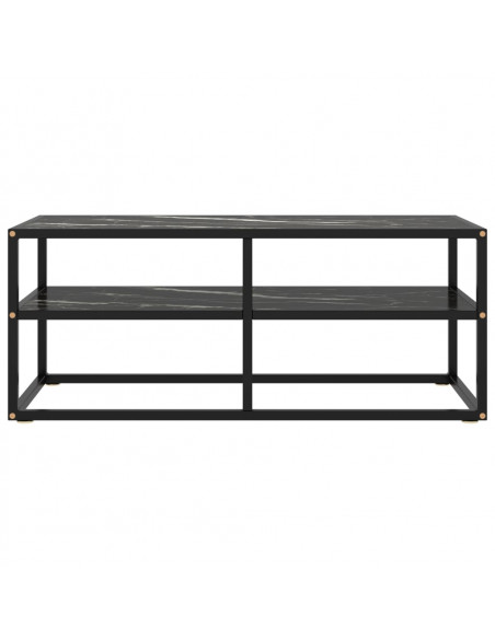 Mobile TV Nero con Vetro Nero Marmo 100x40x40 cm