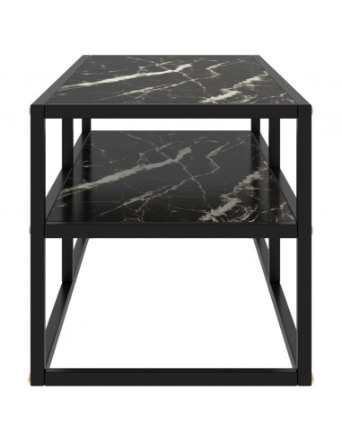 Mobile TV Nero con Vetro Nero Marmo 100x40x40 cm