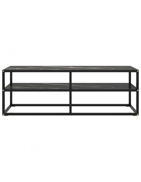 Mobile TV Nero con Vetro Nero Marmo 120x40x40 cm