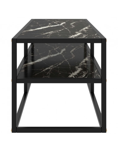 Mobile TV Nero con Vetro Nero Marmo 120x40x40 cm