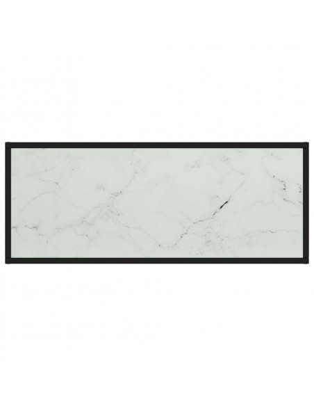 Mobile TV Nero con Vetro Bianco Marmo 100x40x40 cm