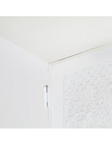 Mobile Porta TV Bianco 115x30x46cm in Legno Massello di Mango