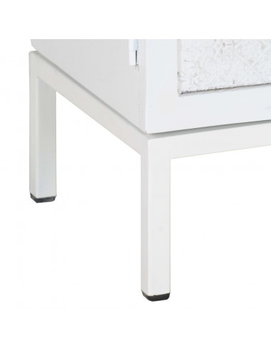 Mobile Porta TV Bianco 115x30x46cm in Legno Massello di Mango