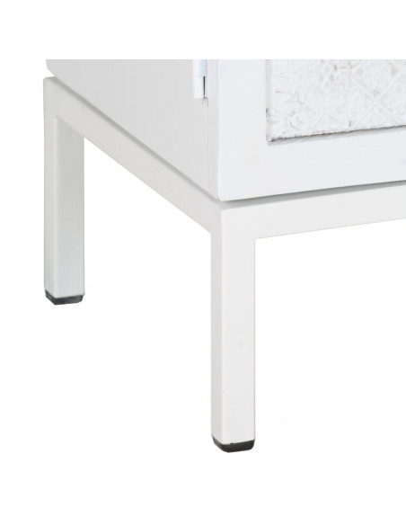 Mobile Porta TV Bianco 115x30x46cm in Legno Massello di Mango