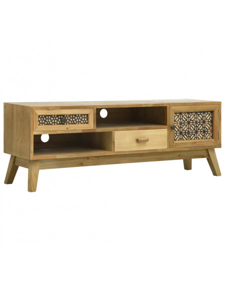Mobile Porta TV Intagliato Marrone 120x30x42 cm in Legno