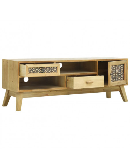 Mobile Porta TV Intagliato Marrone 120x30x42 cm in Legno