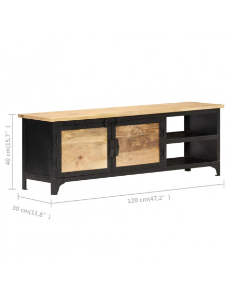 Mobile Porta TV 120x30x40 cm in Legno Massello di Mango