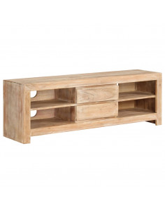 Mobile Porta TV in Legno di Acacia 120x30x40cm Marrone Chiaro 2