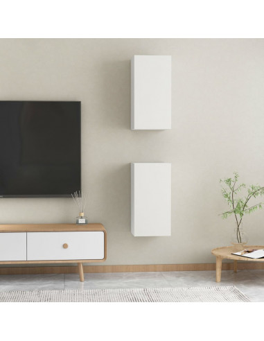 Mobili TV Bianchi 2 pz 30,5x30x60 cm in Legno Multistrato