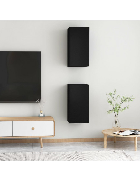 Mobili TV 2 pz Neri 30,5x30x60 cm in Legno Multistrato