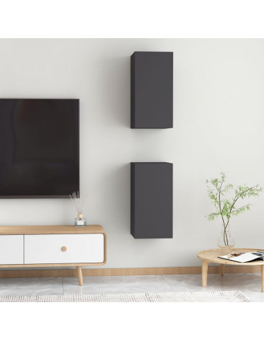 Mobili TV 2 pz Grigi 30,5x30x60 cm in Legno Multistrato