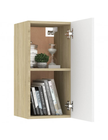 Mobile TV Bianco Rovere Sonoma 30,5x30x60 cm Legno Multistrato